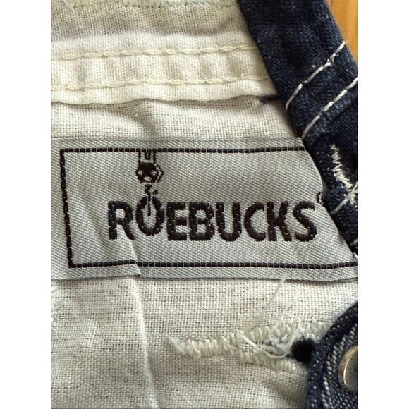 Vintage Roebucks Denim Overalls 38x34 – Classic Dark Wash Workwear Style - Picture 10 of 11